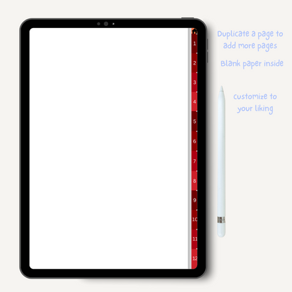 THE RED BOOK Digital Notebook 12 Subject, Notebook for Students