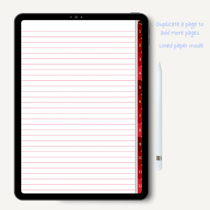 THE RED BOOK Digital Notebook 12 Subject, Notebook for Students